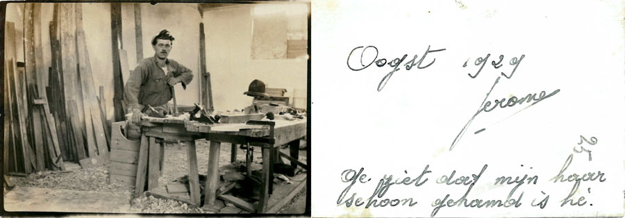 Foto van Jeroom in zijn werkplaats