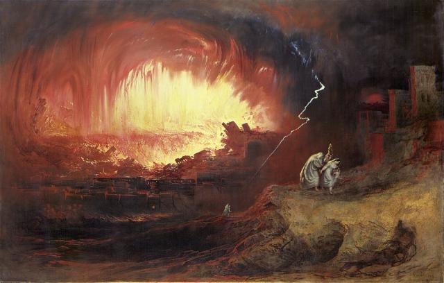 De Verwoesting van Sodom en Gomorra, schilderij van John Martin, 1852