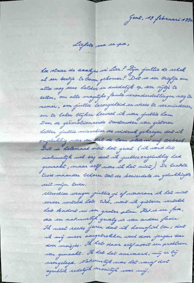 Eerste pagina van de brief.