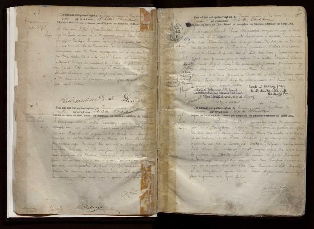 Geboorteakten uit het jaar 1886 van de stad Rijsel. Bron: Archives municipales de Lille, 7E/333, 1886 du 1er janvier au 30 janvier. 