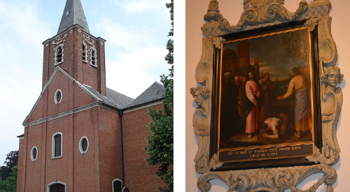 Sint-Niklaaskerk en schilderij in Hemiksem. Bron: Wikimedia.