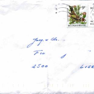 Foto van de envelop van de brief, geanonimiseerd.